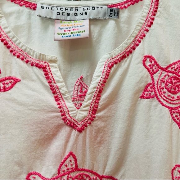 Gretchen Scott Designs Coverup Pink White Turtles Girls 8-10 - Picture 4 of 6